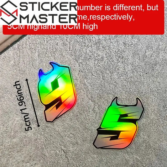 Motosiklet Rakam Sticker | Şeytan Boynuzlu Lazer Kask Decal (5-10cm) Sticker Master