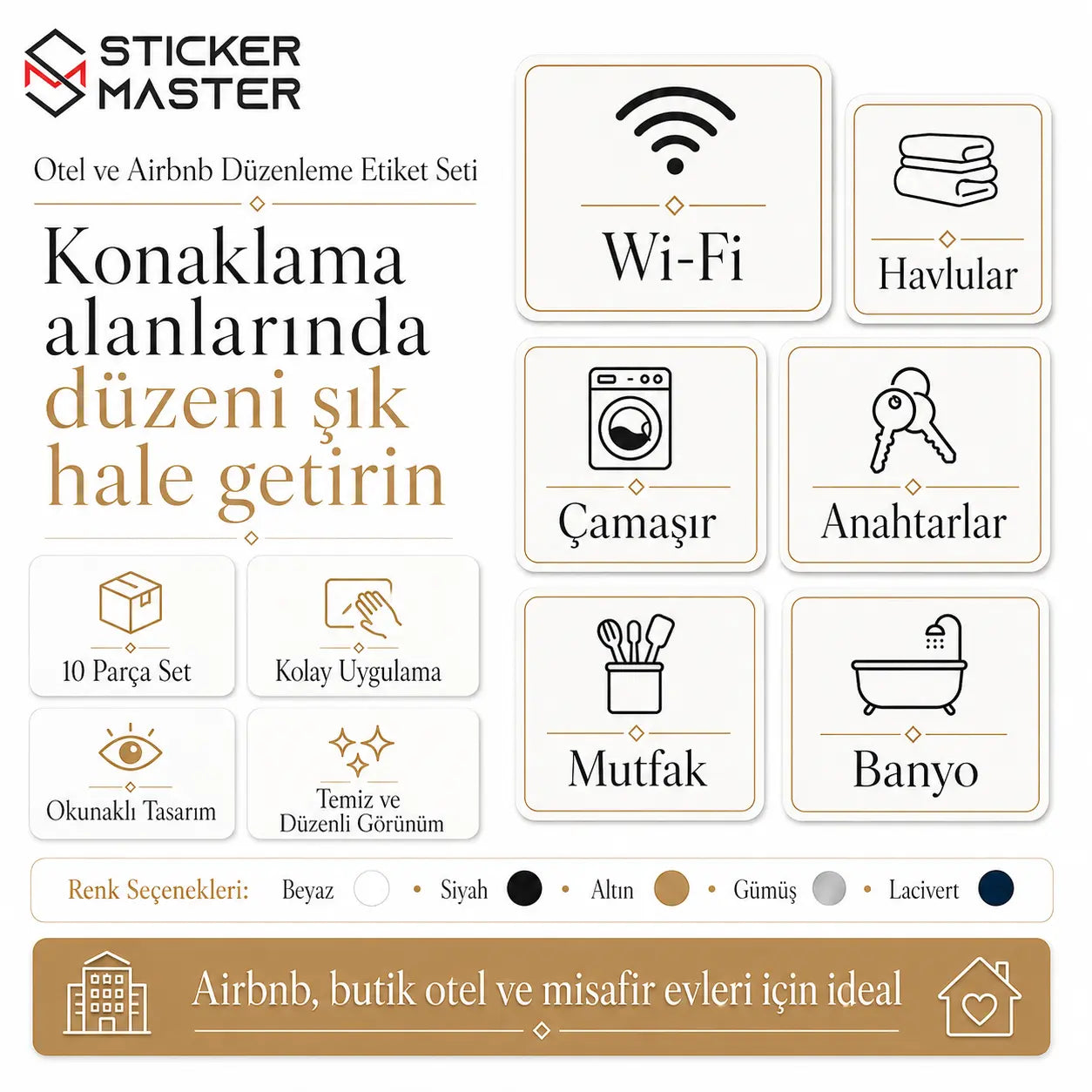 Otel ve Airbnb Duzenleme Etiket Seti cikartma
