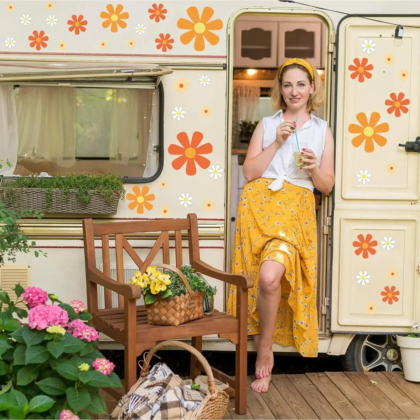 Papatya Sticker Seti 82 Adet Retro Çiçekler | Sticker Master - Sticker Master