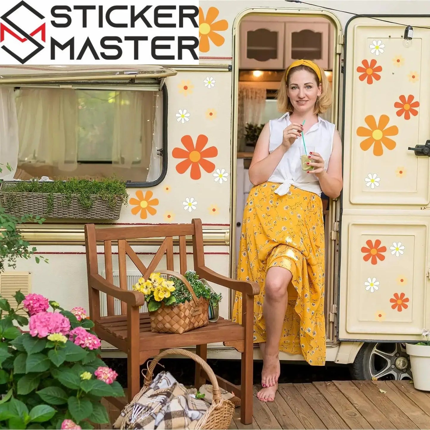 Papatya Sticker Seti 82 Adet Retro Çiçekler | Sticker Master - Sticker Master