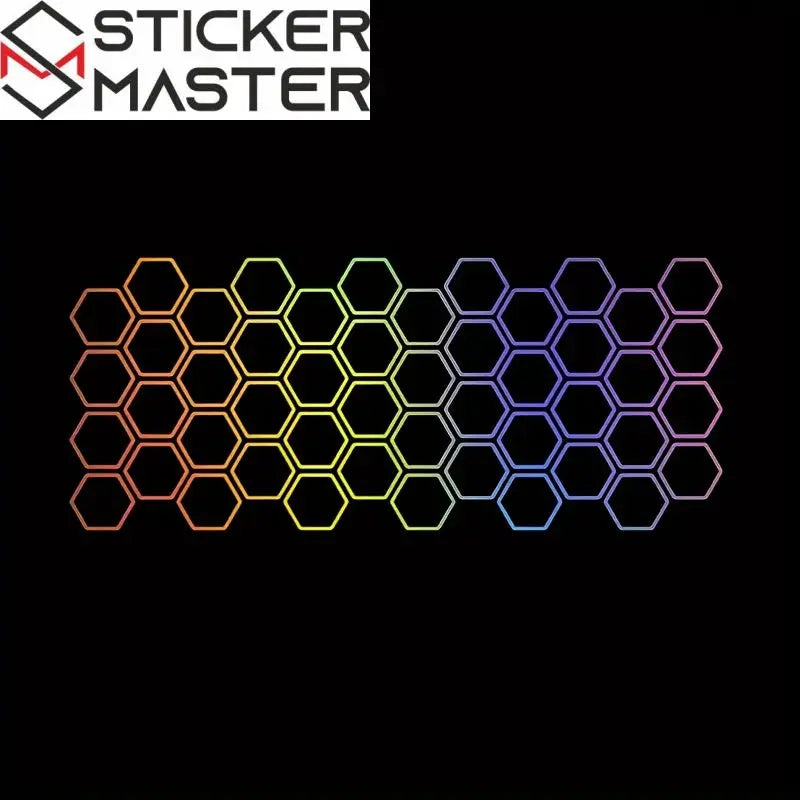 Petek Sticker Seti | Yarış Tarzı Altıgen Desenli Decal (48 Parça)-Hologramlı
