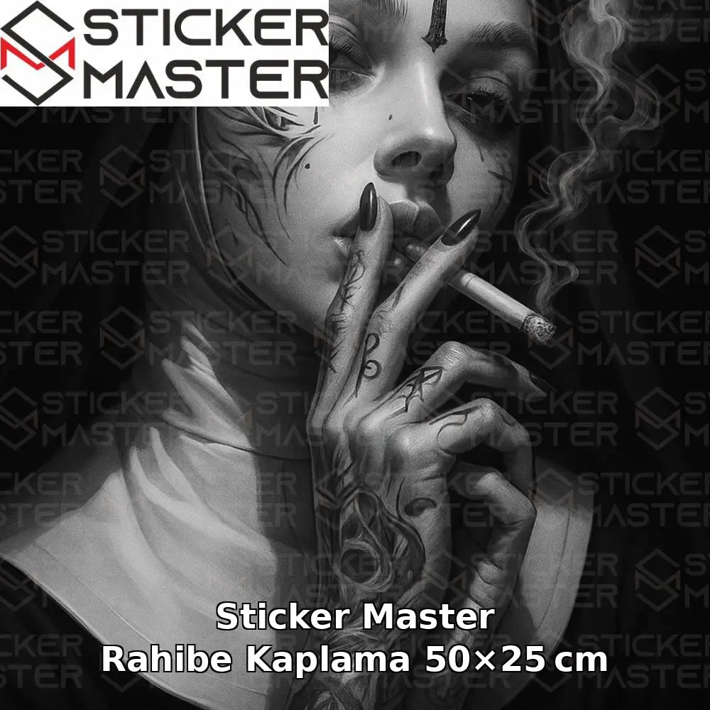 Sticker Master Rahibe Araç Kapı Direk Kaplama – 2 Adet 50 × 25 cm (19.7" × 9.8") | Dijital Baskı Vinil Folyo Sticker | Universal Otomobil Kapı Sütunu Wrap - Sticker Master