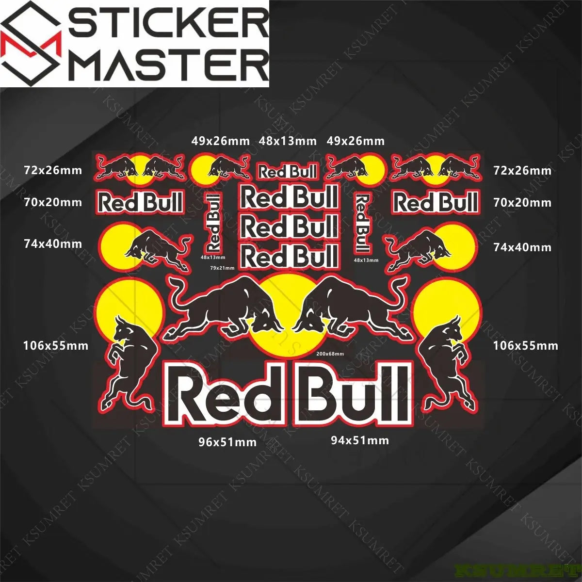 Sticker Master Red Bull Motosiklet Sticker & Kask Logo Çıkartma Seti - Sticker Master