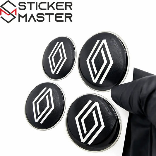 Yeni Nesil Renault Uyumlu Jant Göbeği Sticker | Siyah Damla Etiket 5.5 cm (4 Adet) - Sticker Master
