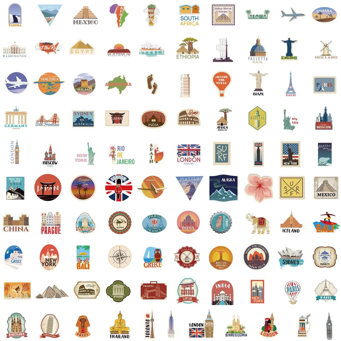 50'li Seyahat Temalı Sticker Seti | Sticker Master - Sticker Master