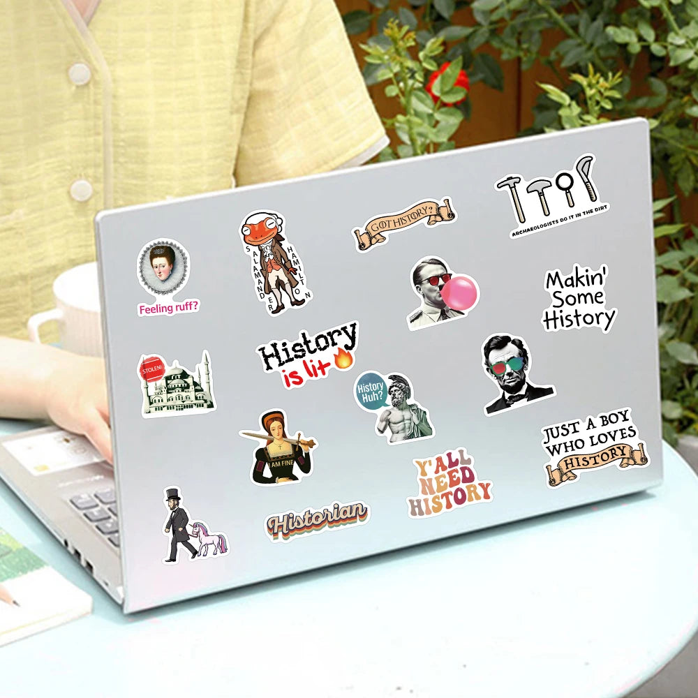 Sticker Master 50 adet Komik Karikatür Tarih Karakterleri Çıkartmalar Bagaj Dizüstü Gitar Telefon Bisiklet Su Geçirmez Graffiti Vinil Sticker Etiket