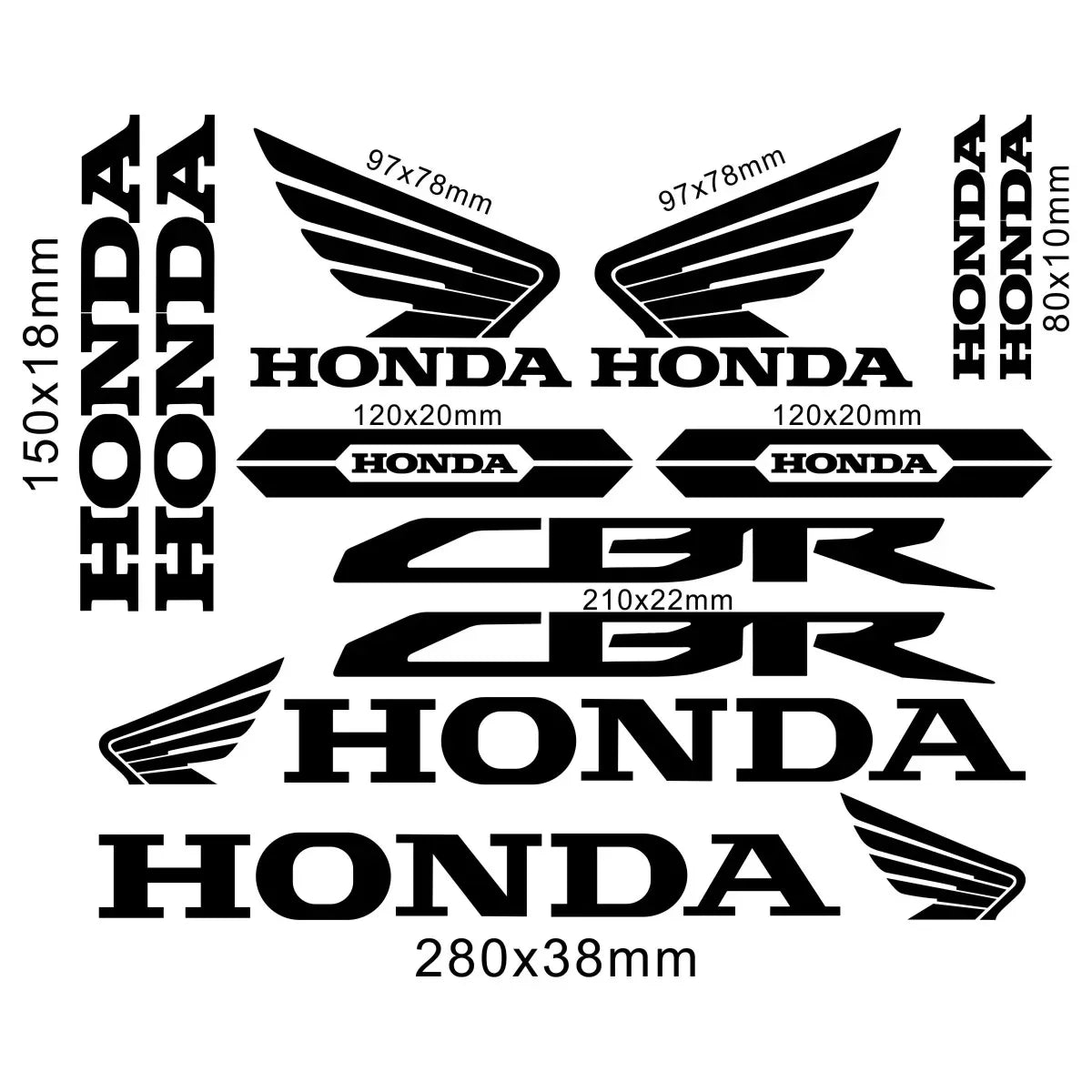 Sticker Master Honda CBR HRC Logo Sticker Seti – Kask, Tank, Motor İçin Vinil Etiket Takımı