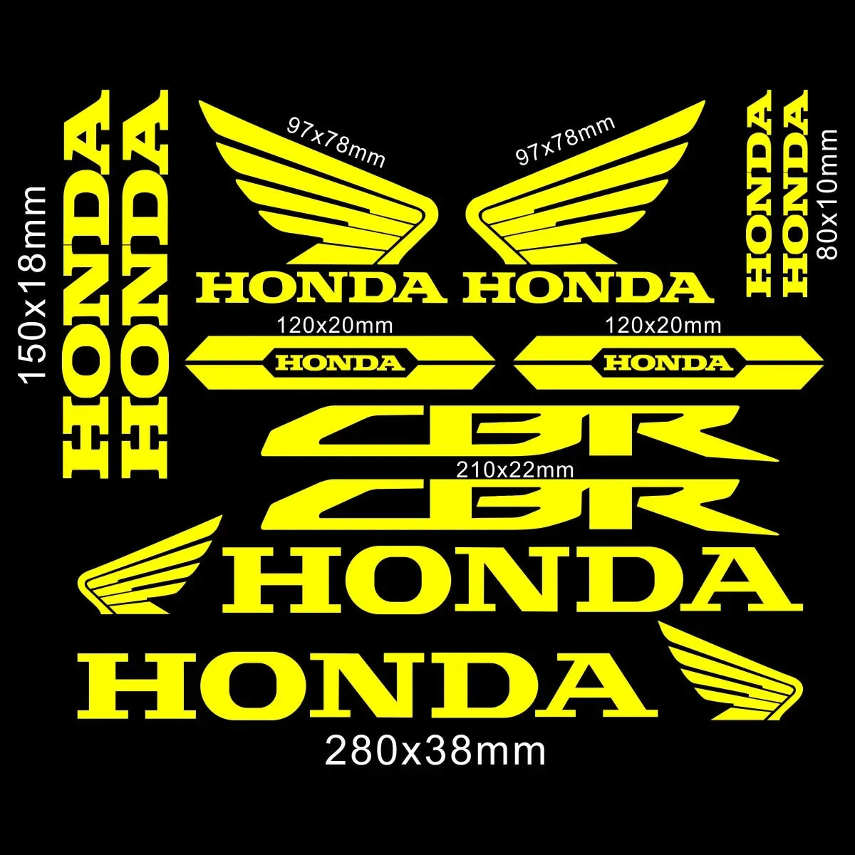 Sticker Master Honda CBR HRC Logo Sticker Seti – Kask, Tank, Motor İçin Vinil Etiket Takımı