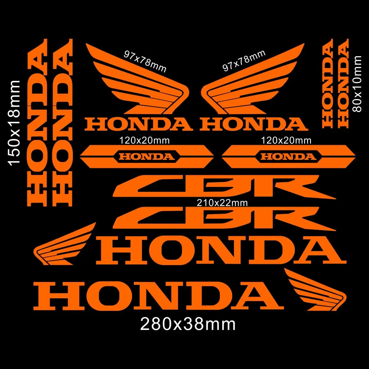 Sticker Master Honda CBR HRC Logo Sticker Seti – Kask, Tank, Motor İçin Vinil Etiket Takımı