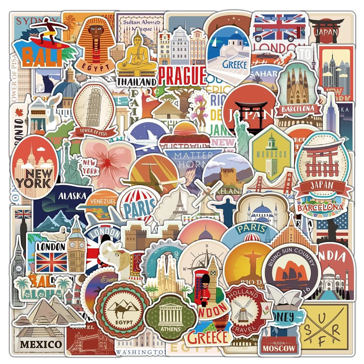 50'li Seyahat Temalı Sticker Seti | Sticker Master - Sticker Master