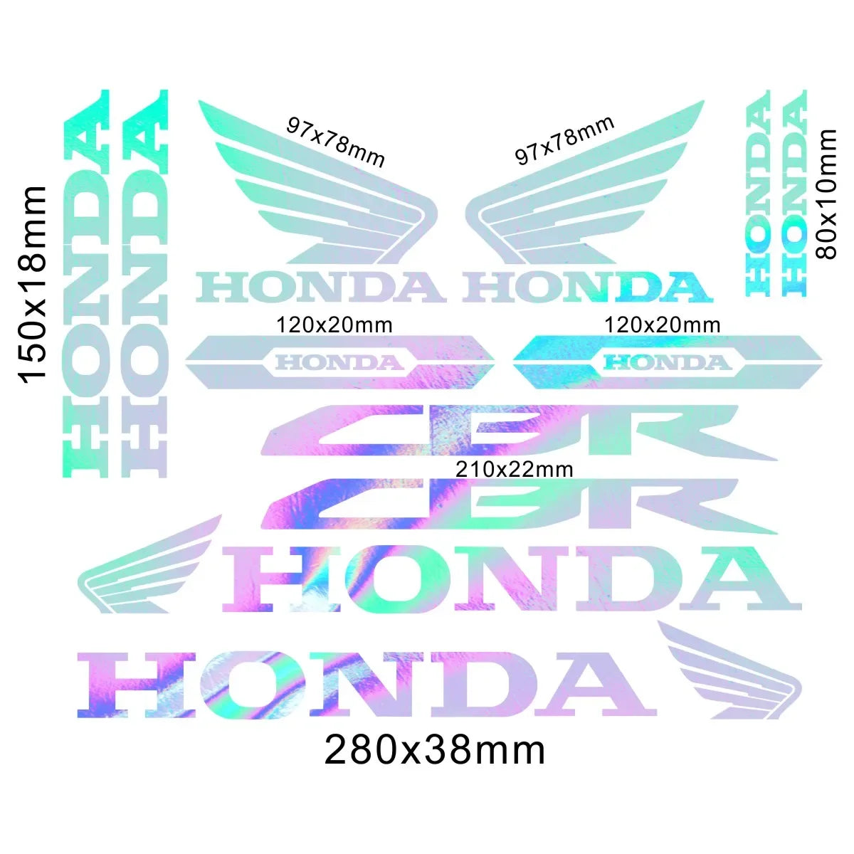 Sticker Master Honda CBR HRC Logo Sticker Seti – Kask, Tank, Motor İçin Vinil Etiket Takımı