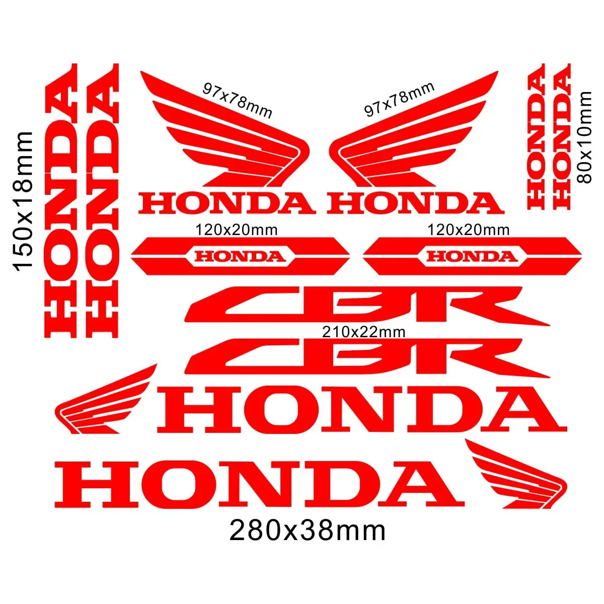 Sticker Master Honda CBR HRC Logo Sticker Seti – Kask, Tank, Motor İçin Vinil Etiket Takımı