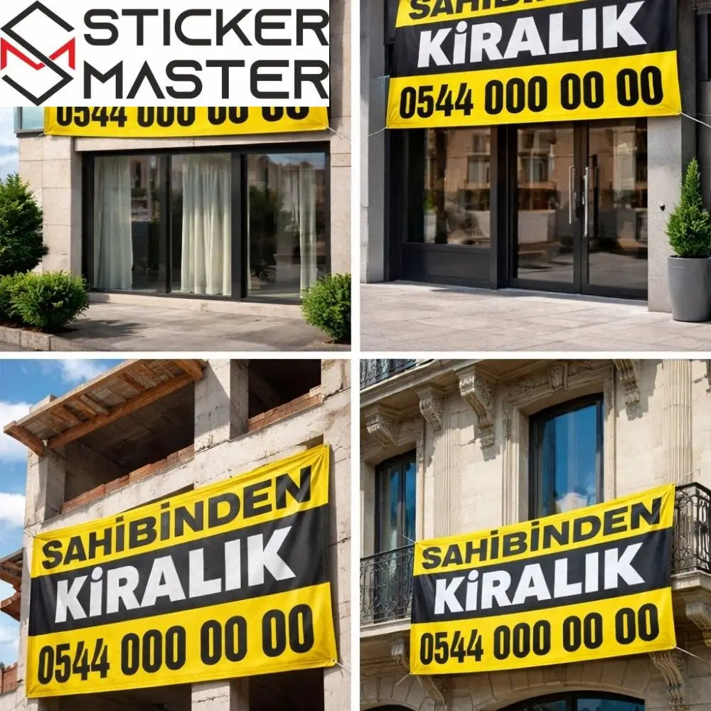 Sahibinden Satılık / Kiralık Branda Baskı | Kuşgözü Dikişli ve Delikli Emlak Afişi (Tüm Boyutlar) - Sticker Master