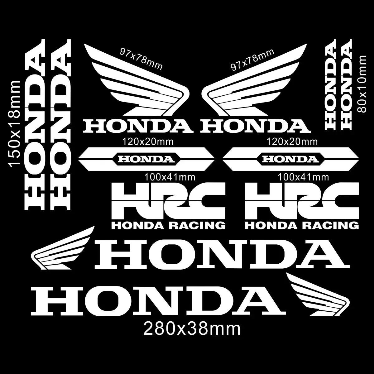 Sticker Master Honda CBR HRC Logo Sticker Seti – Kask, Tank, Motor İçin Vinil Etiket Takımı