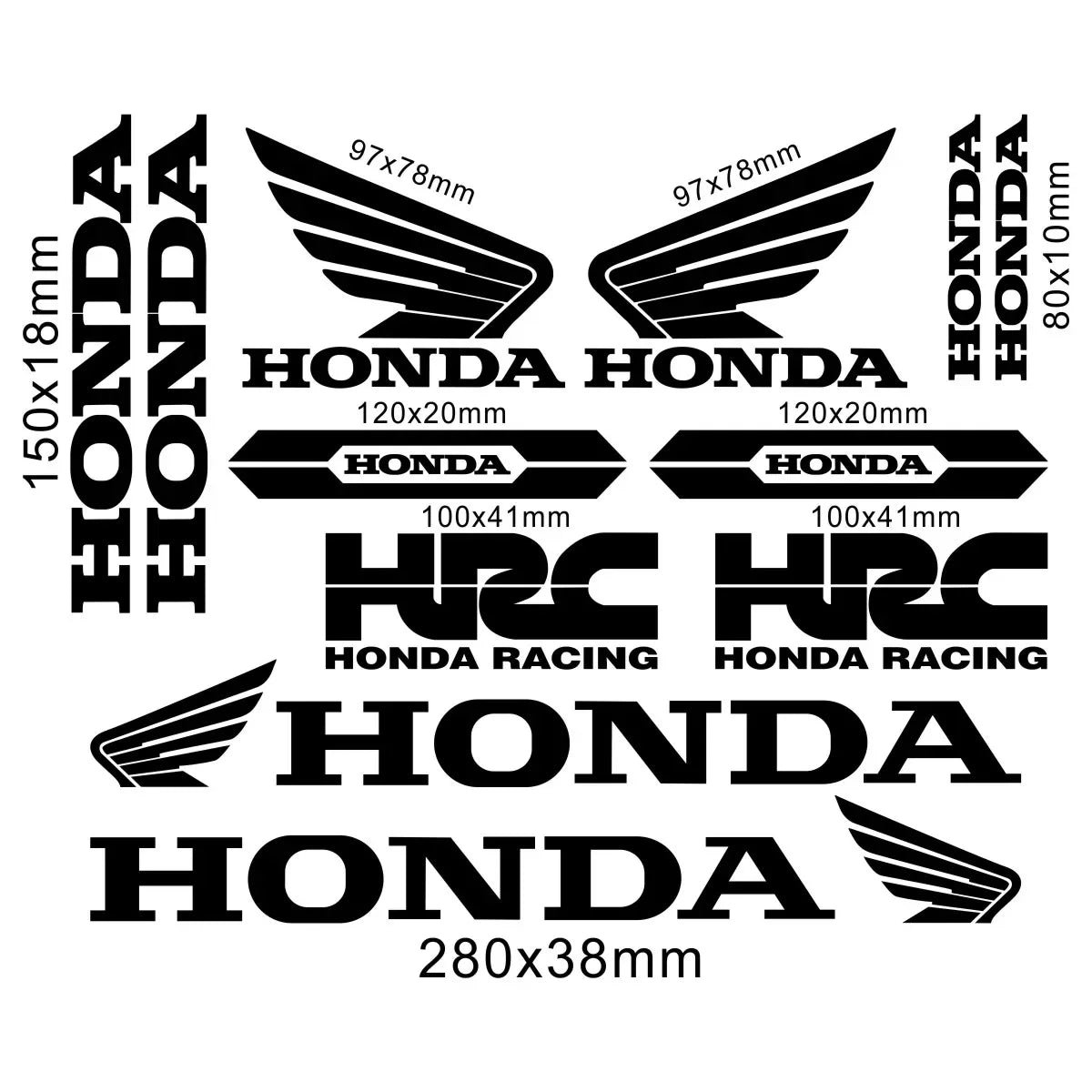 Sticker Master Honda CBR HRC Logo Sticker Seti – Kask, Tank, Motor İçin Vinil Etiket Takımı