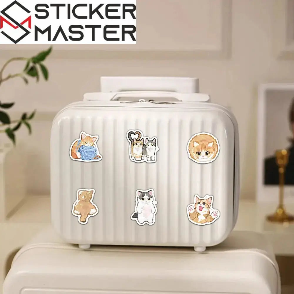 50’li Sevimli Su Renkli Kedi Sticker Seti | Sticker Master - Sticker Master
