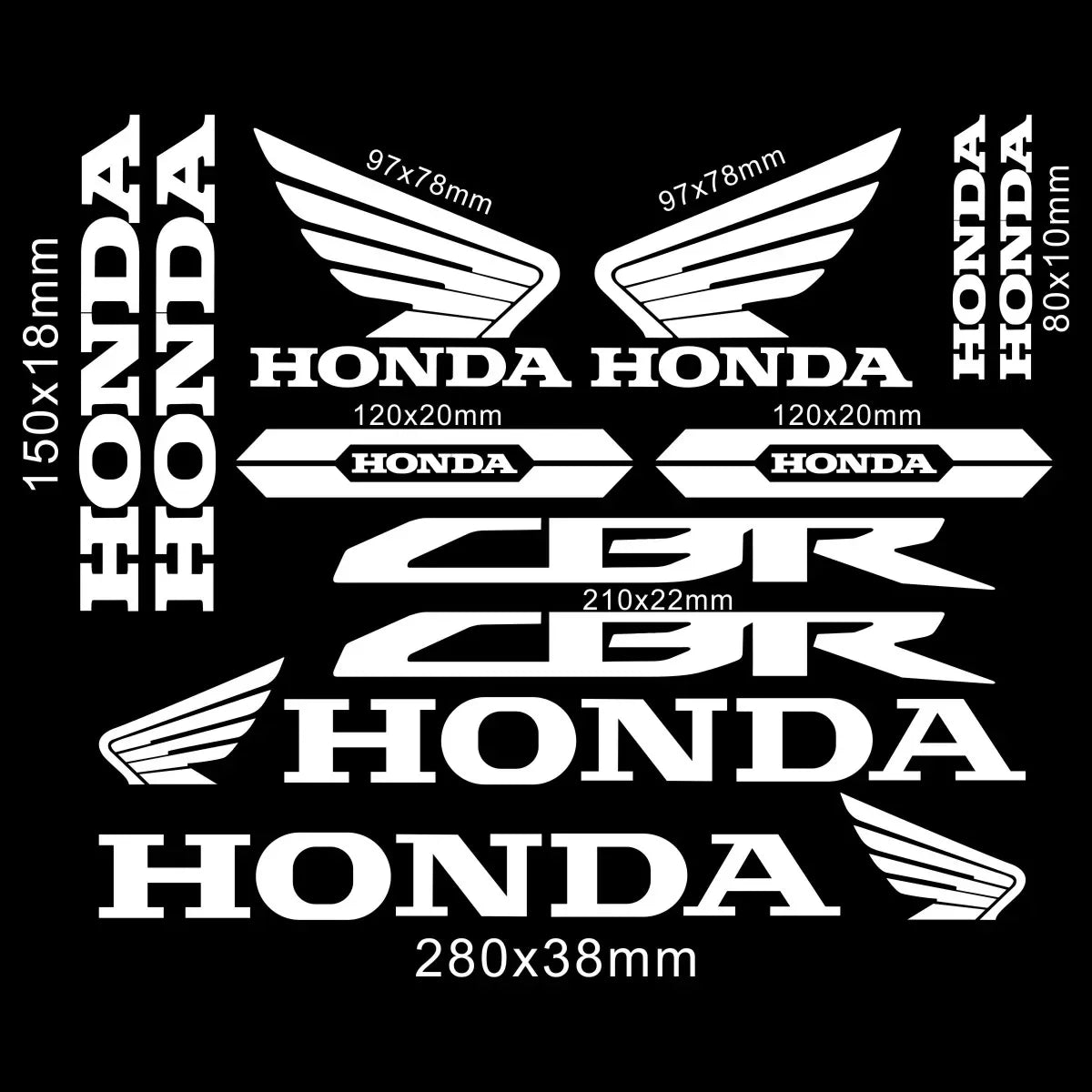 Sticker Master Honda CBR HRC Logo Sticker Seti – Kask, Tank, Motor İçin Vinil Etiket Takımı