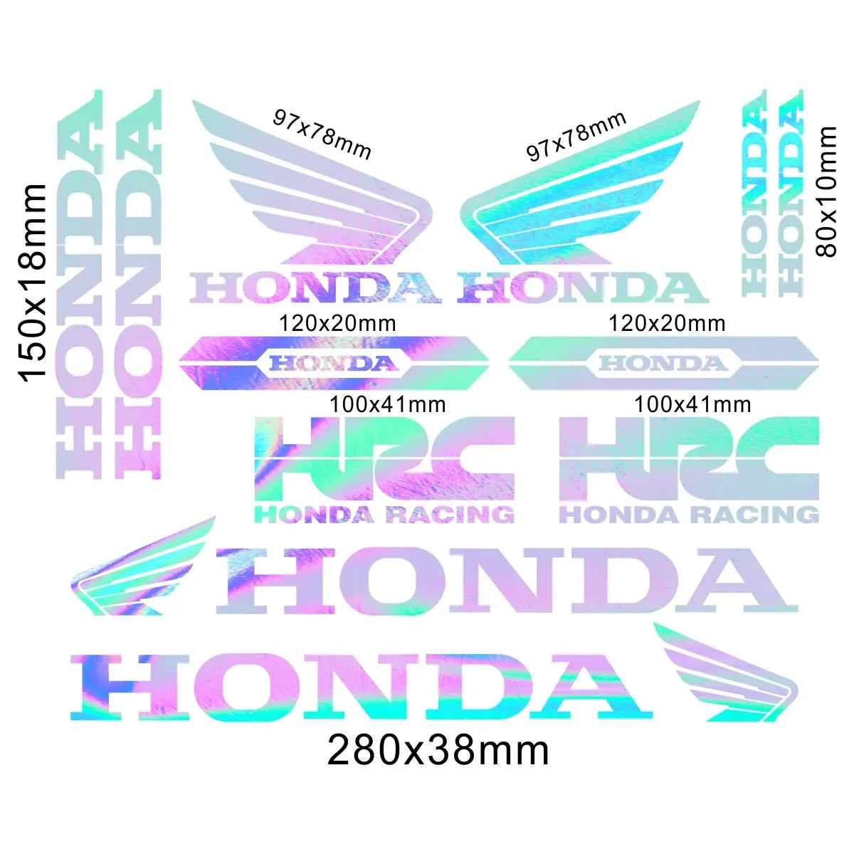 Sticker Master Honda CBR HRC Logo Sticker Seti – Kask, Tank, Motor İçin Vinil Etiket Takımı