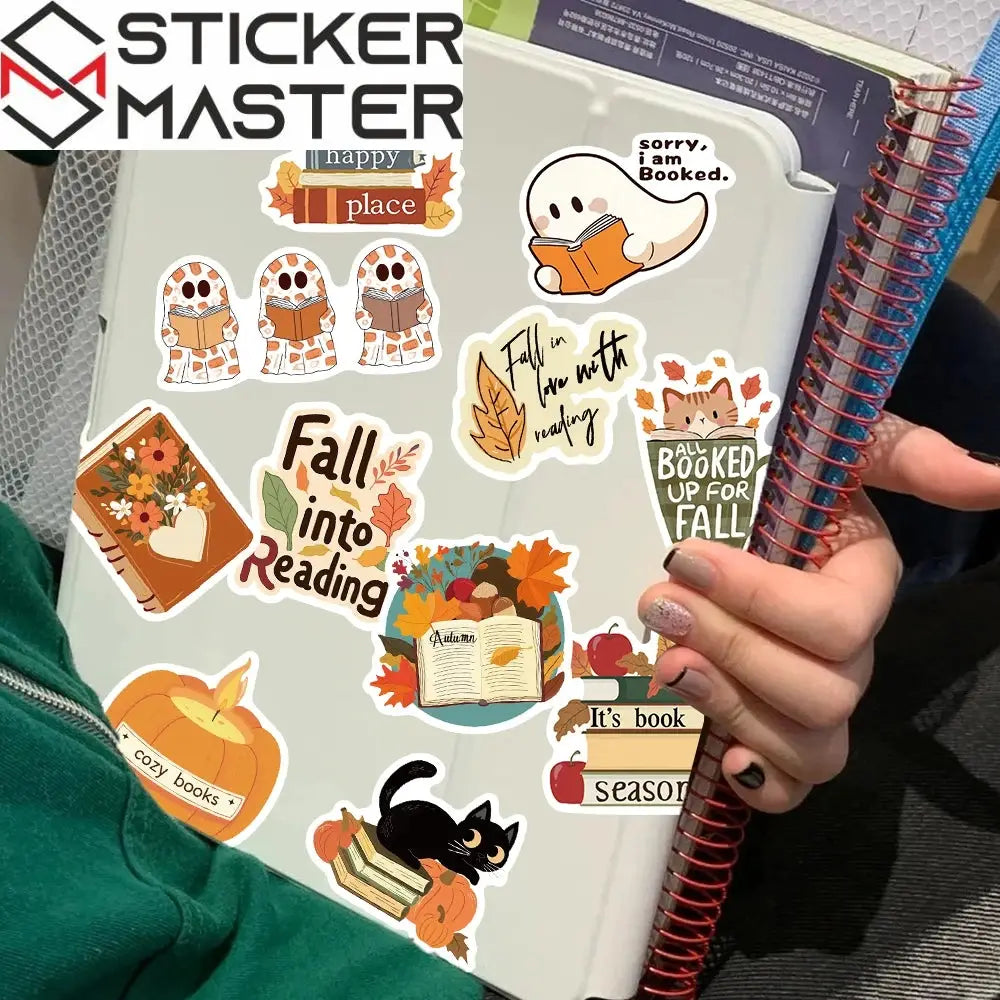 50 Adet Retro Sevimli Sonbahar Kitap Okuma Sticker Seti | Sticker Master - Sticker Master