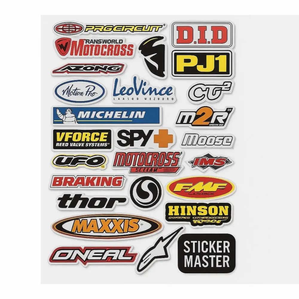 Sticker Master Sponsor Sticker Set 11 - Motor, Kask, Laptop, Araba, Oto Araç İçin Dayanıklı Etiket Decal Sticker Master