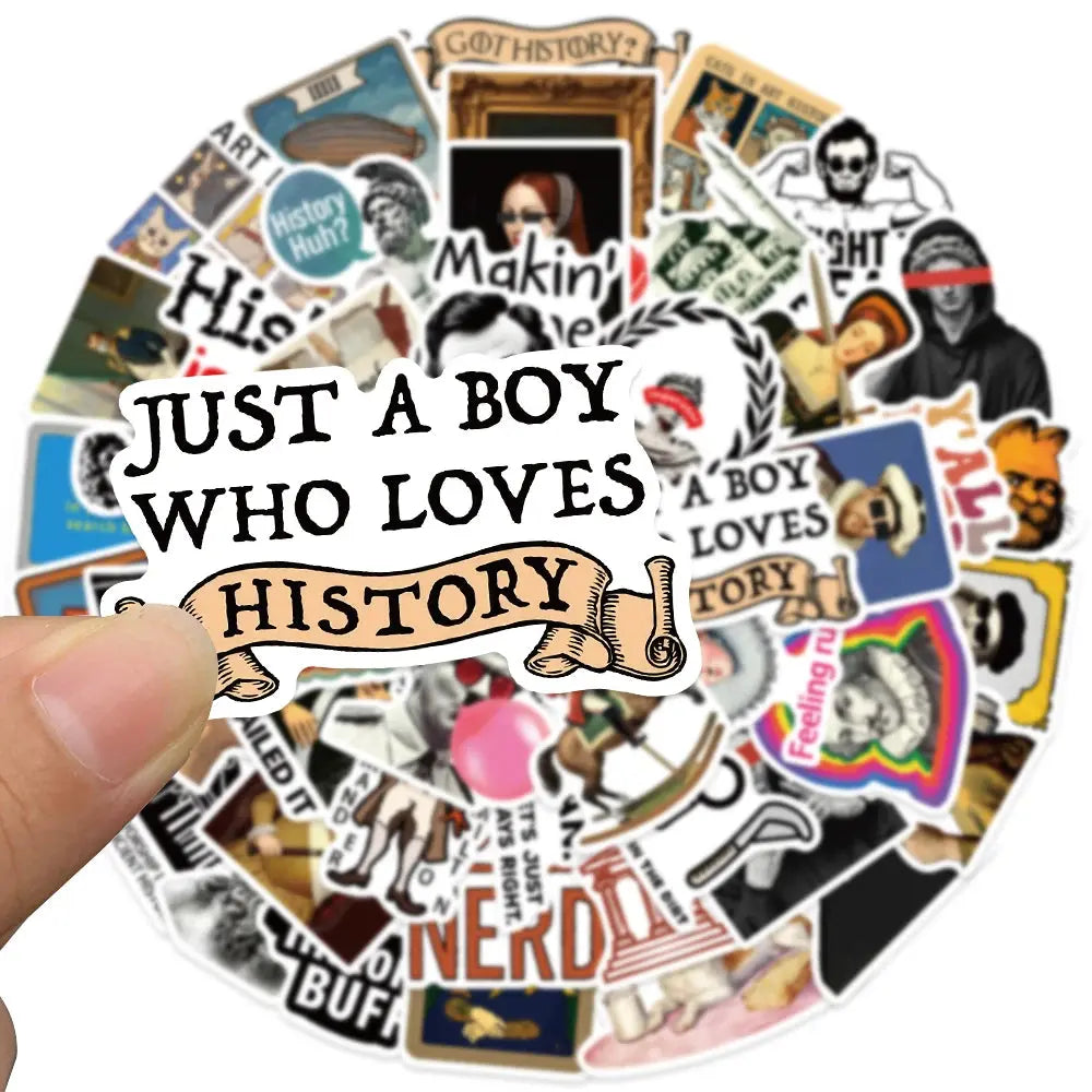 Sticker Master 50 adet Komik Karikatür Tarih Karakterleri Çıkartmalar Bagaj Dizüstü Gitar Telefon Bisiklet Su Geçirmez Graffiti Vinil Sticker Etiket - Sticker Master