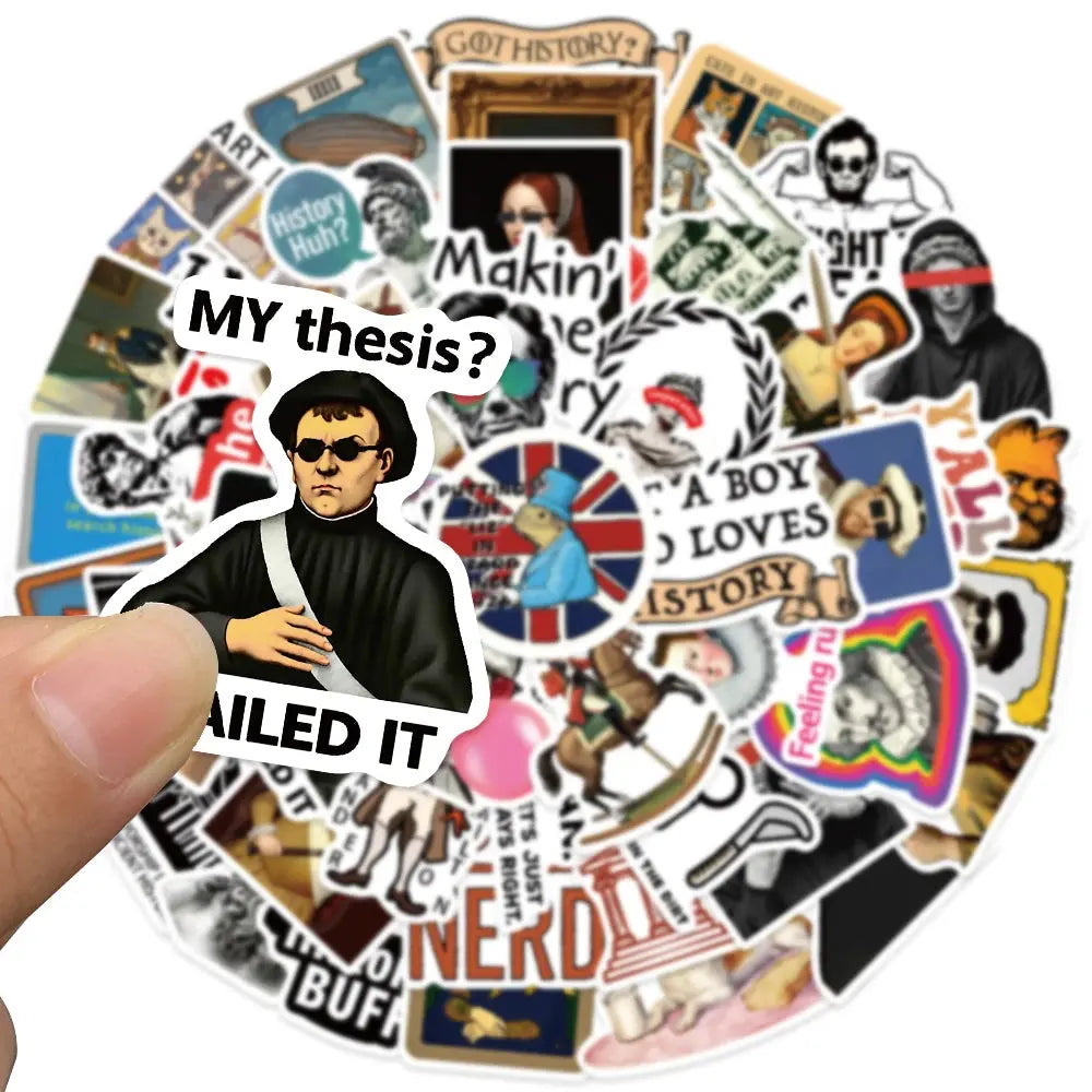 Sticker Master 50 adet Komik Karikatür Tarih Karakterleri Çıkartmalar Bagaj Dizüstü Gitar Telefon Bisiklet Su Geçirmez Graffiti Vinil Sticker Etiket - Sticker Master