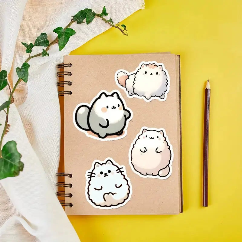 Sticker Master 50’li Kawaii Kedi & Kahve Sticker Seti Planlayıcılar, Laptoplar, Su Şişeleri ve DIY Defterler İçin Sevimli Çıkartmalar - Sticker Master