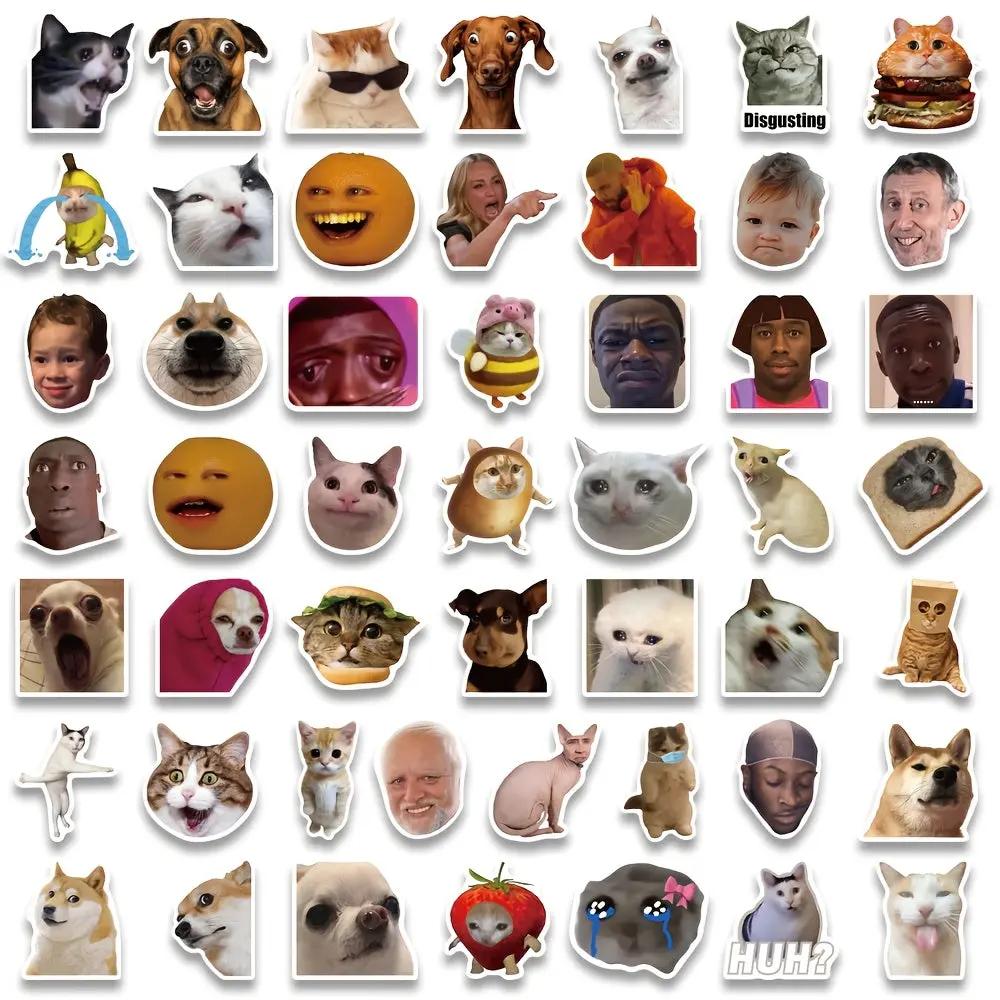 Sticker Master 50'li Komik Meme Sticker Seti – Karikatür Köpek, Kedi, Üzgün Hamster Çıkartmaları | Laptop, Defter, Su Şişesi | Yaratıcı DIY PVC Sticker Koleksiyonu, Mat Kaplama, Hediye - Sticker Master