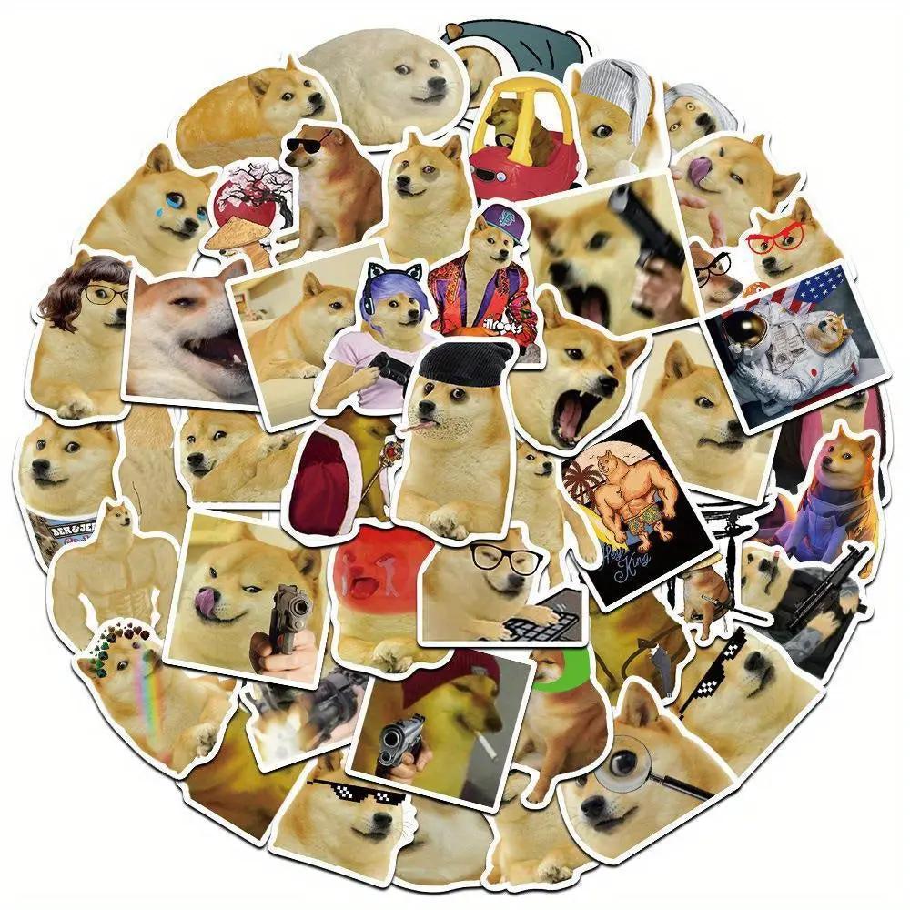 Sticker Master 50'li Köpek Meme Sticker Seti – Suya Dayanıklı Vinyl PVC Karikatür Çıkartmalar | Laptop, Su Şişesi, Kaykay, Telefon, Bavul | Düzensiz Şekiller, Gençler & Yetişkinler - Sticker Master