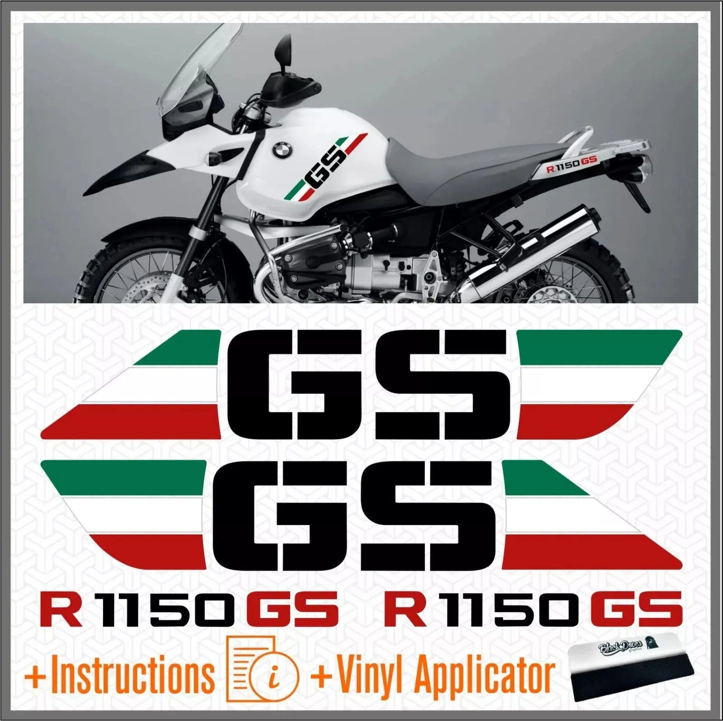 Sticker Master BMW GS R1150 Motor Sticker Set – Kırmızı Siyah Çift Taraflı Tasarım Sticker Master