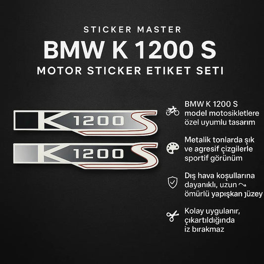 Sticker Master BMW K 1200 S Motor Sticker Etiket Seti – 2 Parça Özel Tasarım Sticker Master