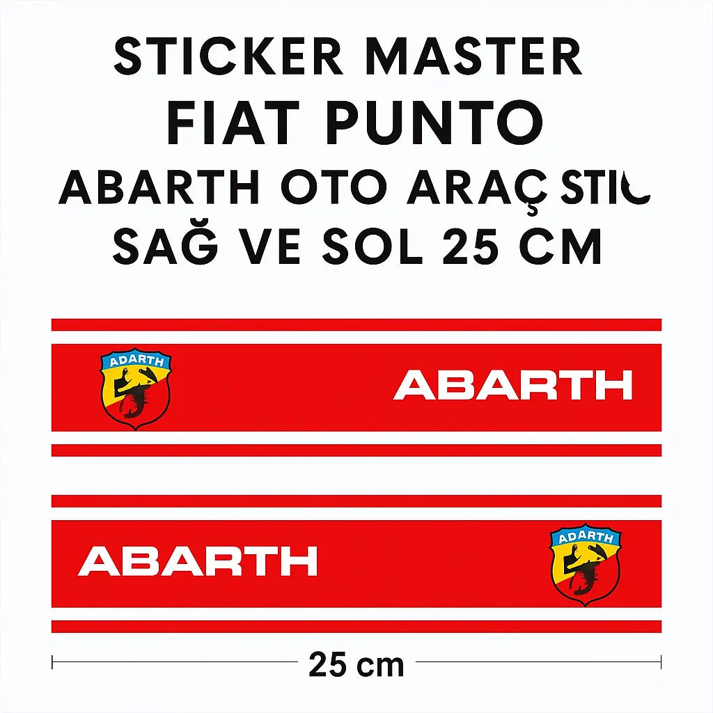 Sticker Master Fiat Punto Abarth Oto Araç Sticker - Sağ ve Sol 25 Cm Sticker Master