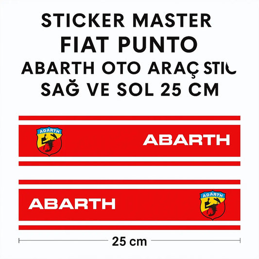 Sticker Master Fiat Punto Abarth Oto Araç Sticker - Sağ ve Sol 25 Cm Sticker Master