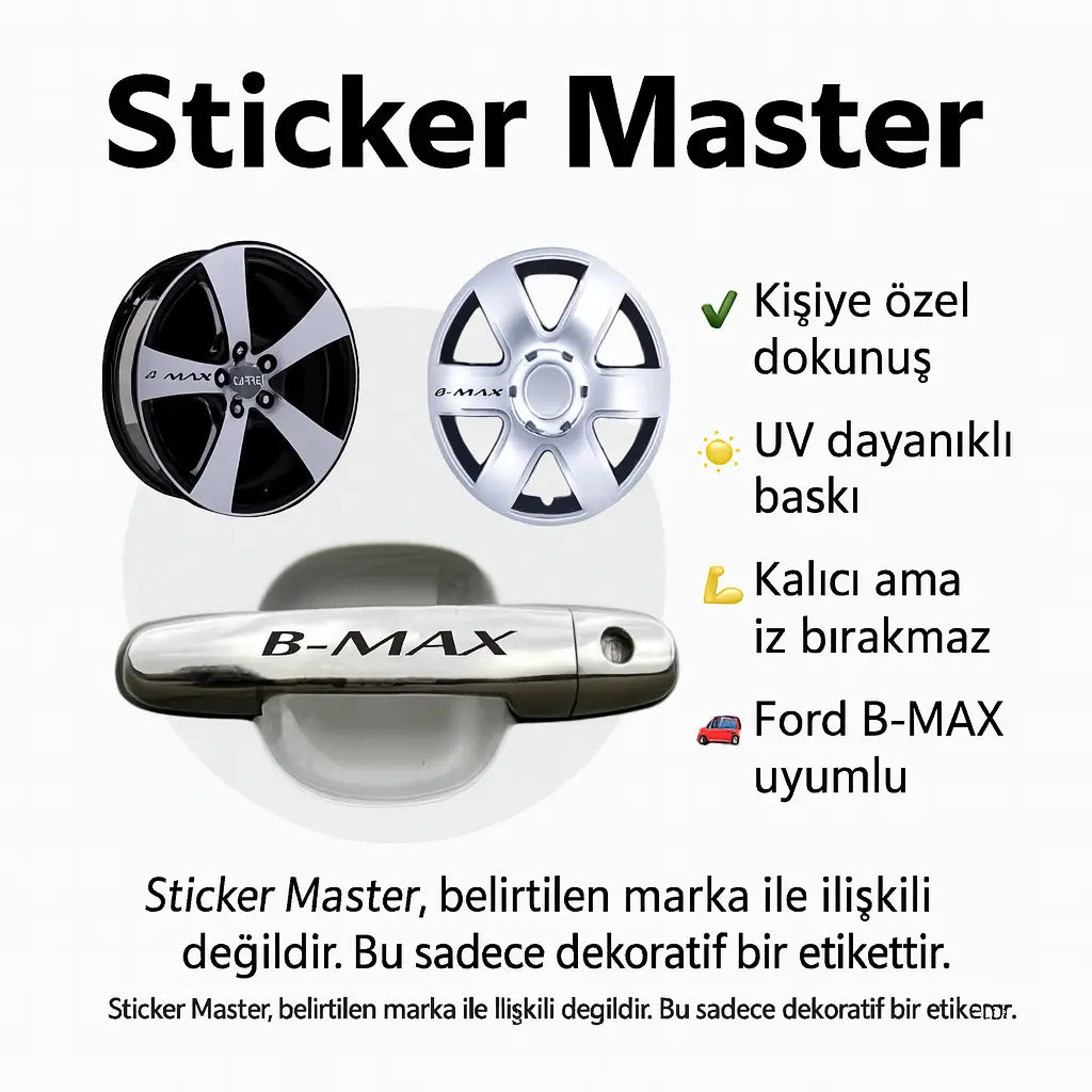 Ford Bmax Kapı Kolu Ve Jant Sticker - 10 Adet Sticker Master