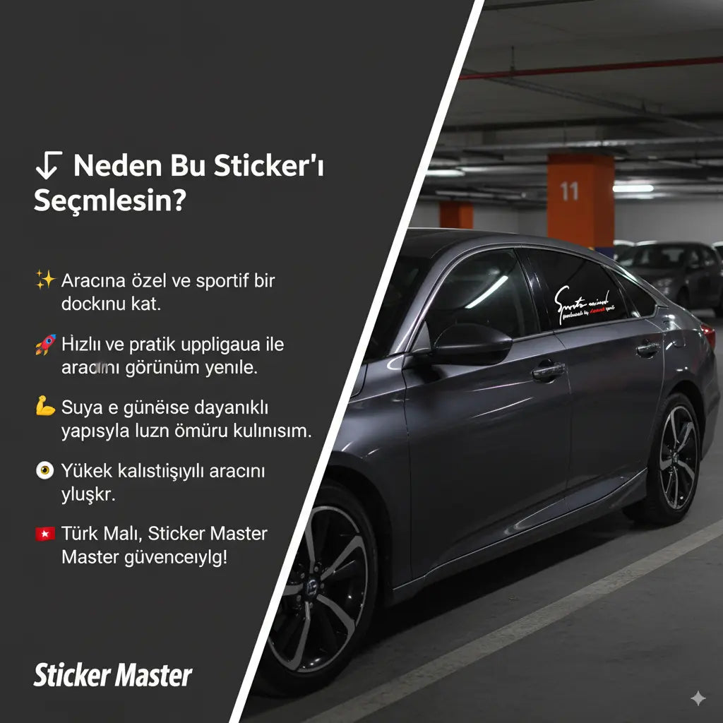 Sticker Master Honda Accord Sports Mind Sticker Oto Araç Çıkartma Etiket 30 Cm Sticker Master
