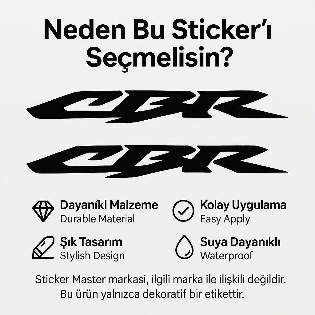 Sticker Master Honda Cbr Sticker Set Motor Çıkartma Etiket 2 Adet Sticker Master