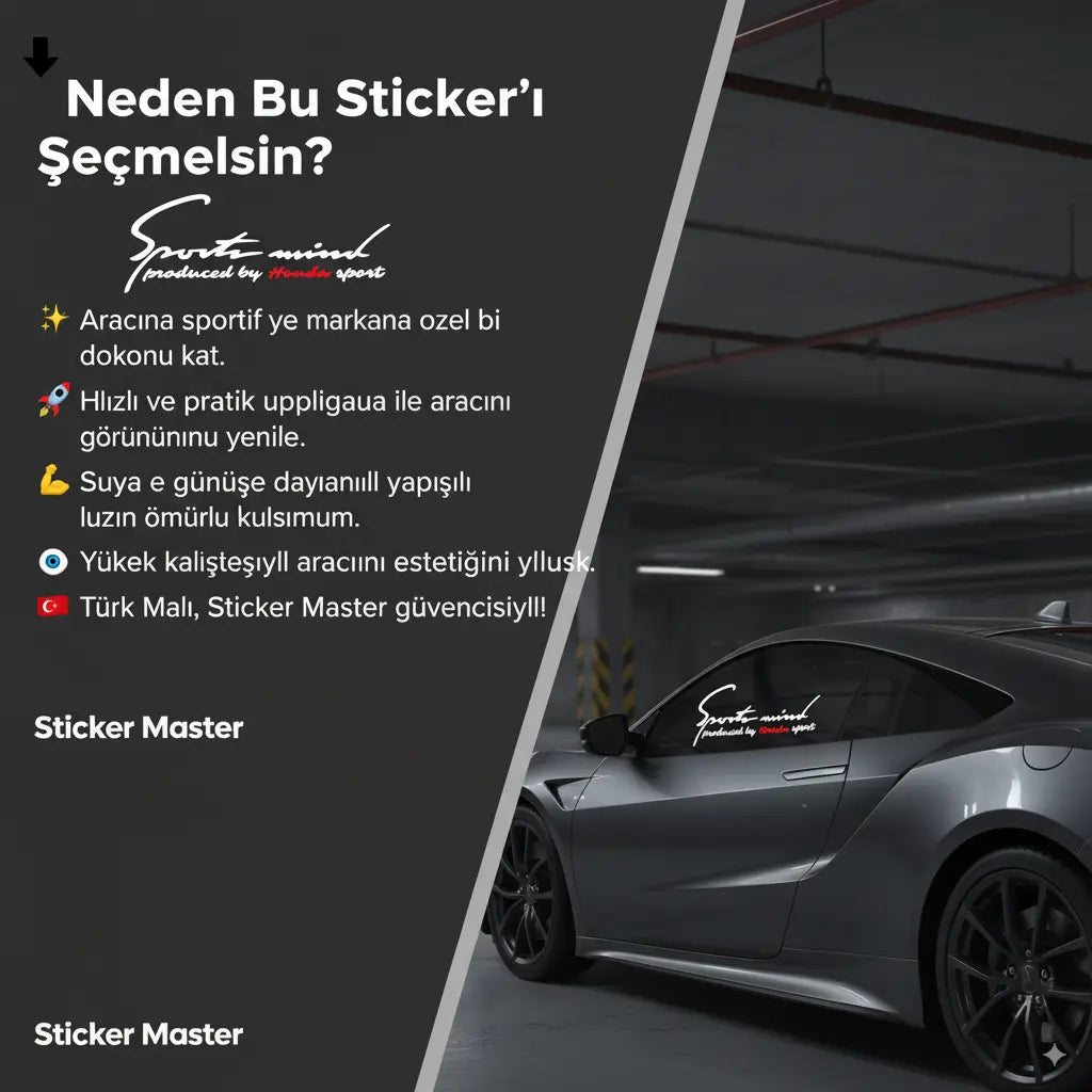 Sticker Master Honda İntegra Sports Mind Sticker Oto Araç Çıkartma Etiket 30 Cm Sticker Master