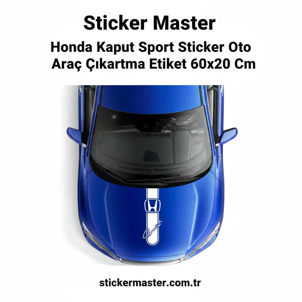 Sticker Master Honda Kaput Sport Sticker Oto Araç Çıkartma Etiket 60x20 Cm Sticker Master