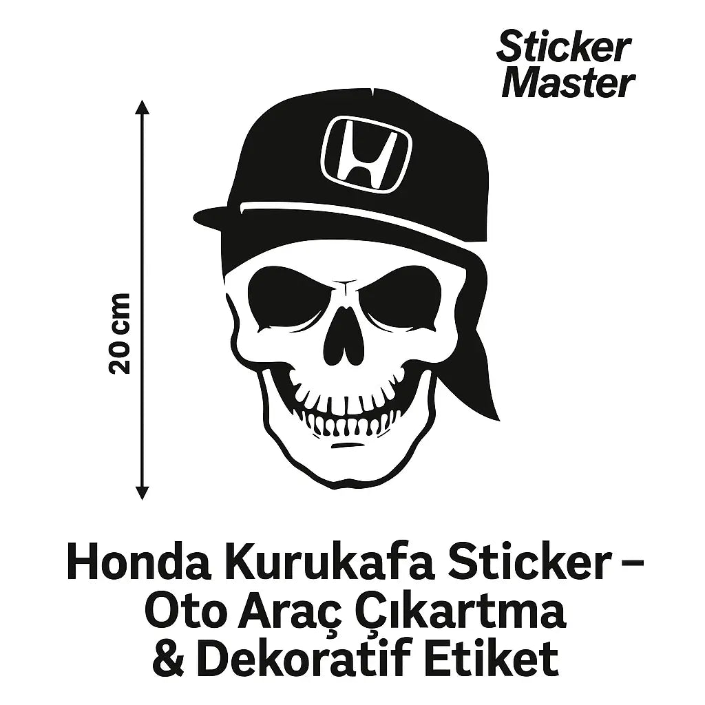 Sticker Master Honda Kurukafa Sticker Oto Araç Çıkartma Etiket 20 Cm Sticker Master
