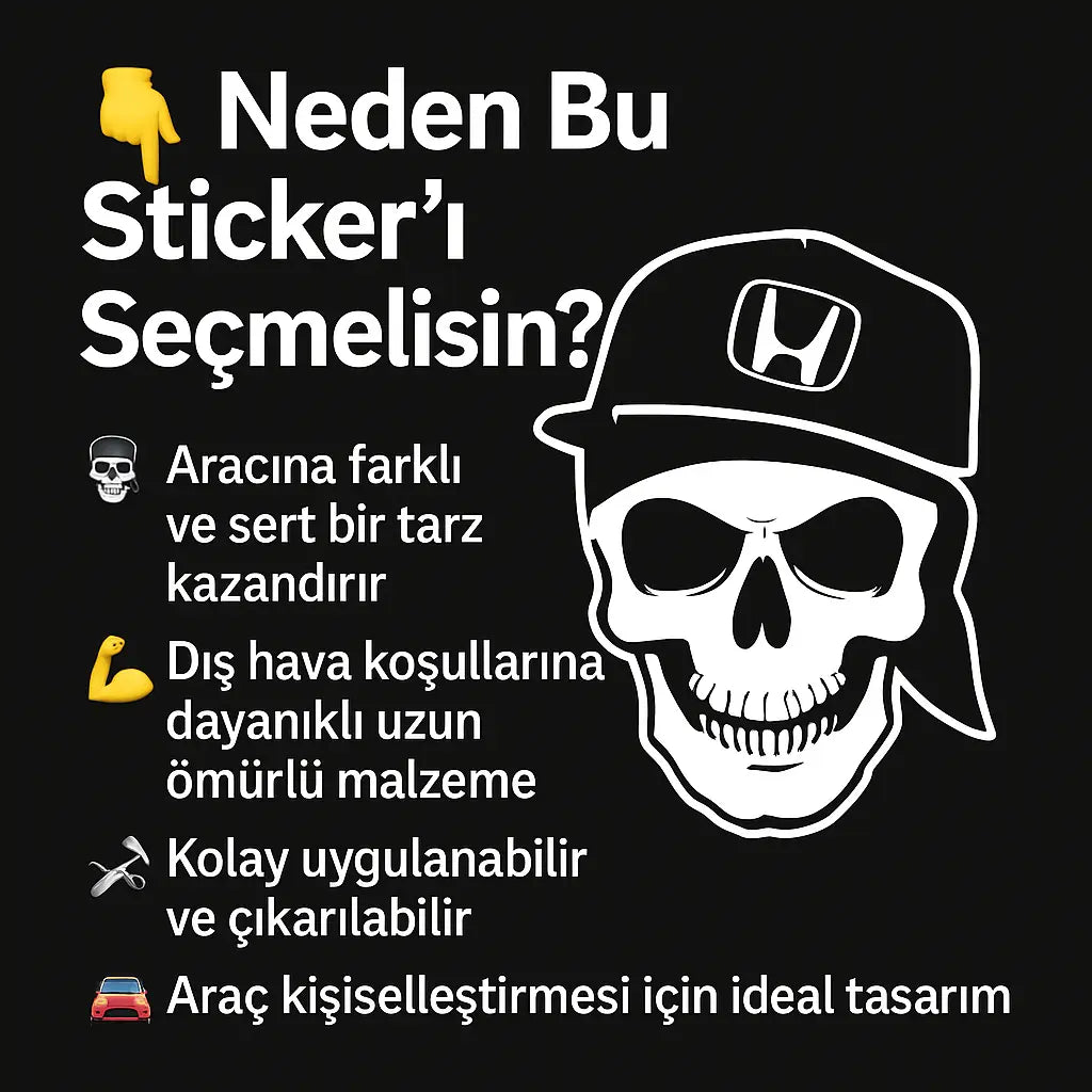 Sticker Master Honda Kurukafa Sticker Oto Araç Çıkartma Etiket 20 Cm Sticker Master
