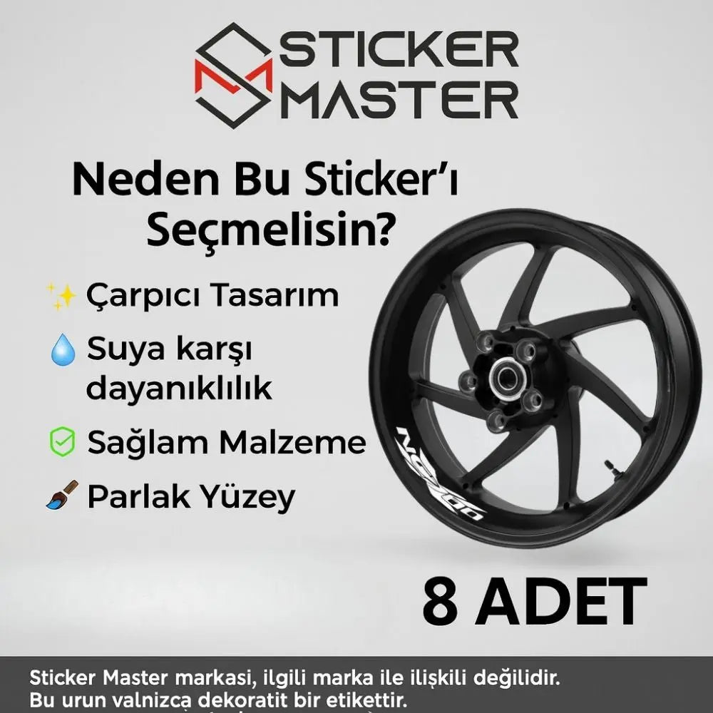 Sticker Master Honda Nc700x Jant İçi  Sticker Set Motor Çıkartma Etiket 8 Adet Sticker Master