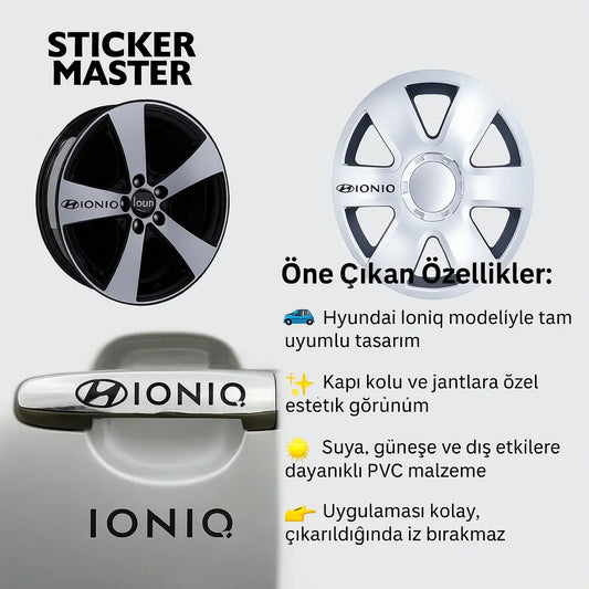 Sticker Master Hyundai Loniq Kapı Kolu ve Jant Sticker Seti – 10 Adet Sticker Master