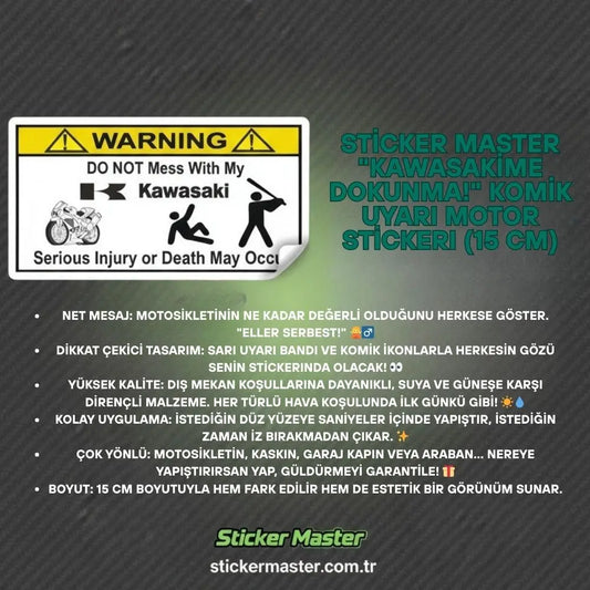 Sticker Master Kawasakime Dokunma Motor Sticker Etiket Çıkartma 15 Cm Sticker Master