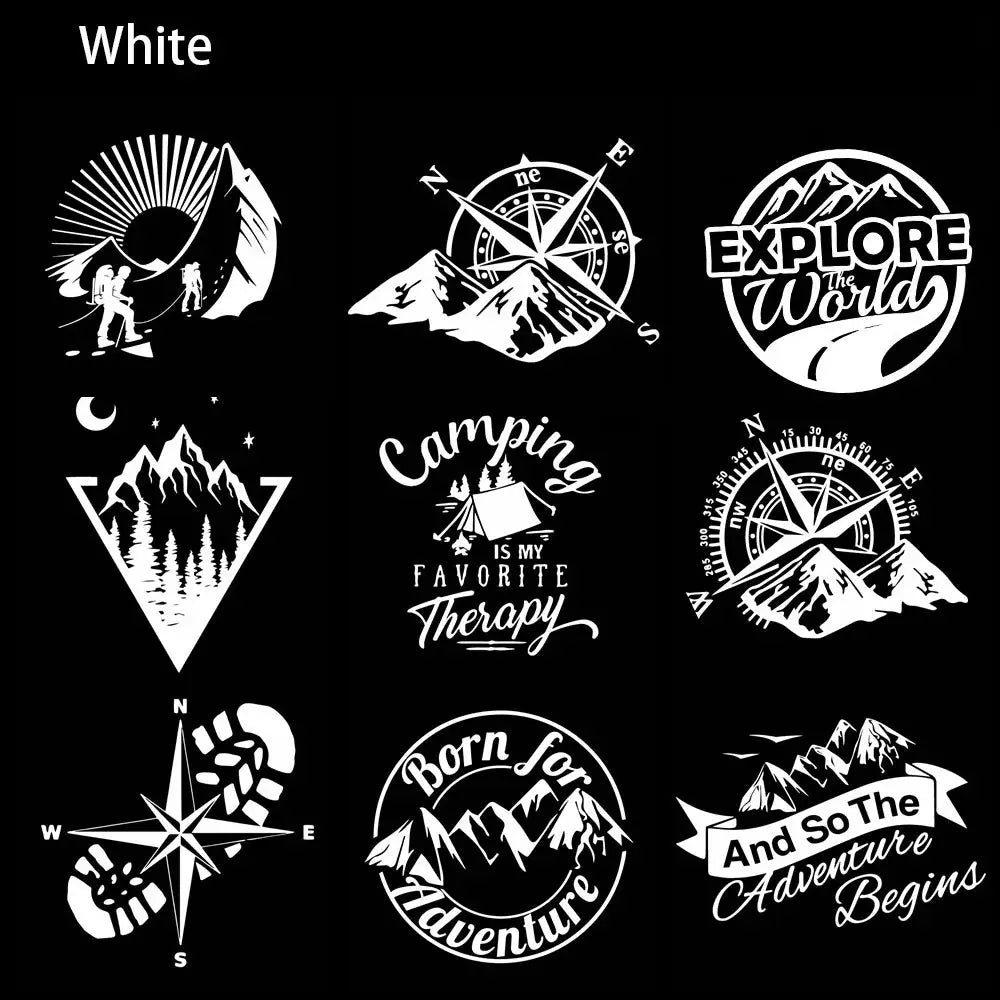 Sticker Master Macera Temalı Oto Sticker Koleksiyonu - Pusula, Dağ ve Kamp Tasarımları Sticker Master