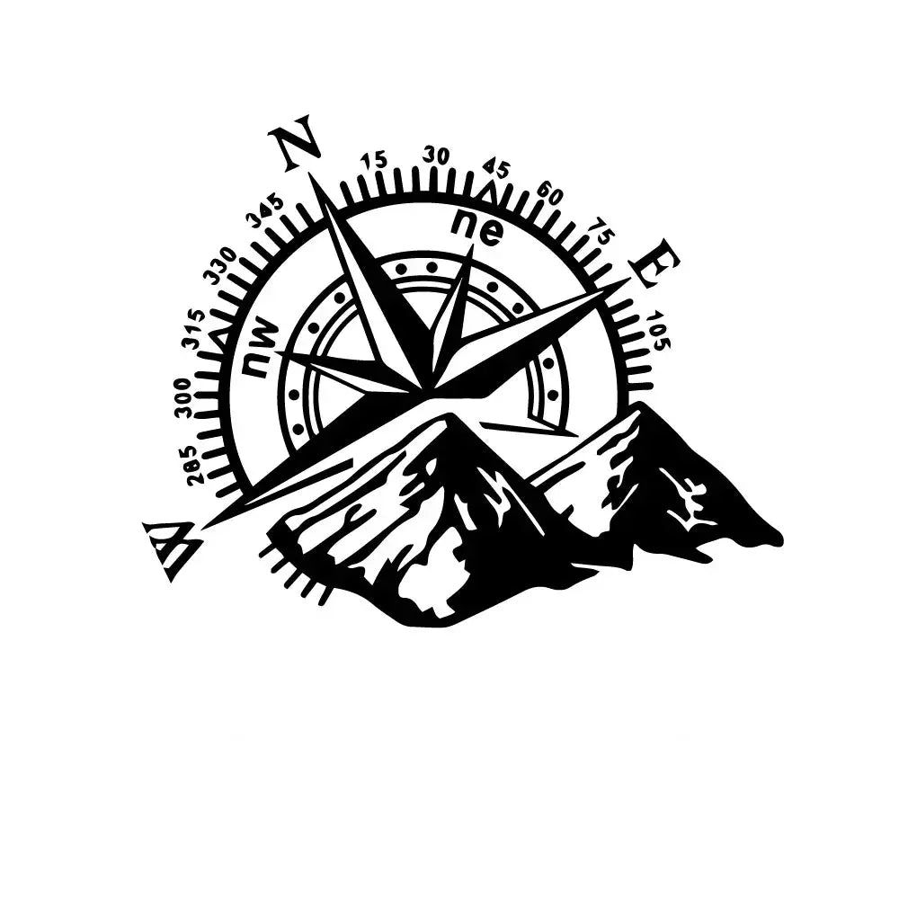 Sticker Master Macera Temalı Oto Sticker Koleksiyonu - Pusula, Dağ ve Kamp Tasarımları Sticker Master