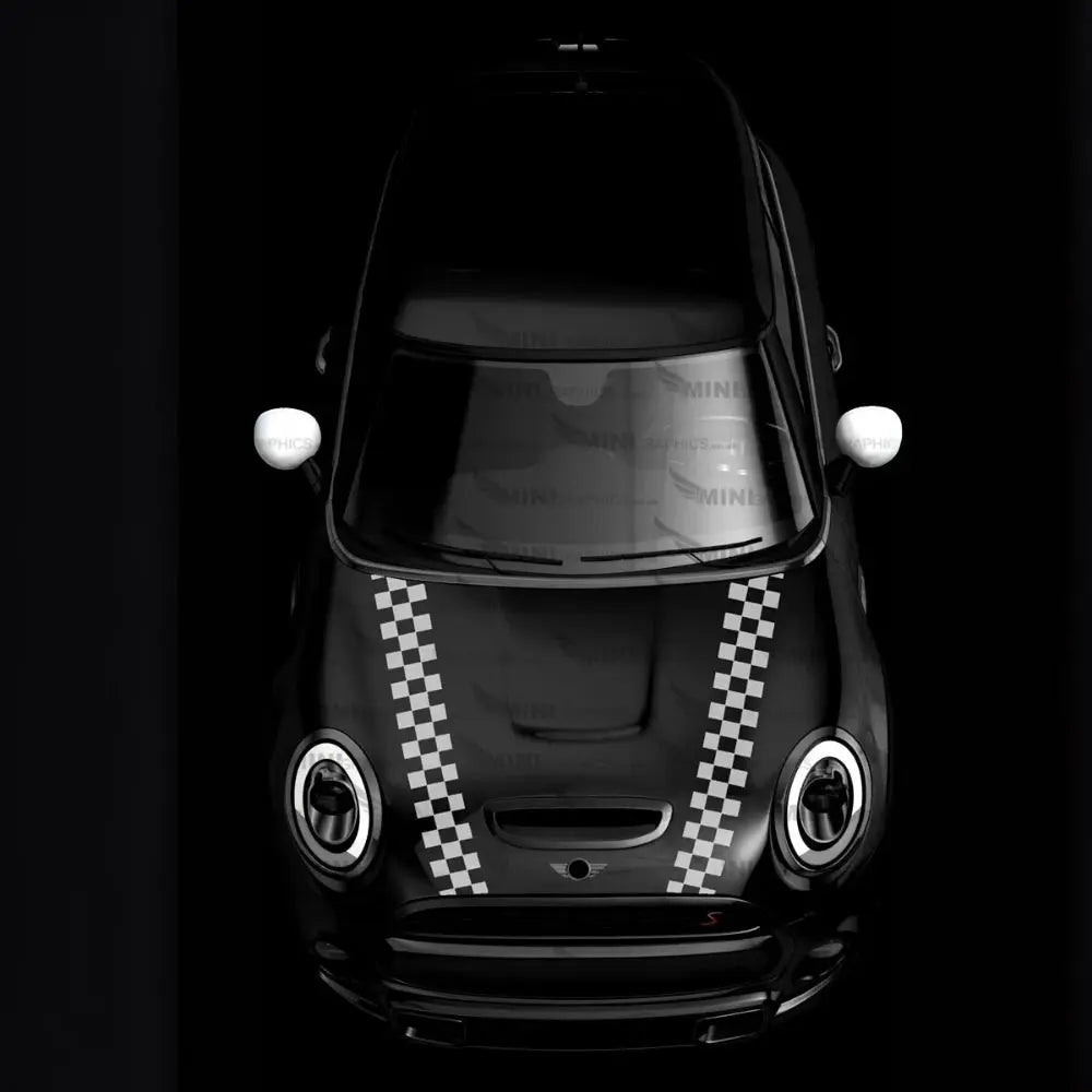 Sticker Master Mini Cooper Checkered Bonnet Stripes – Dama Desenli Kaput Şerit Sticker Takımı Sticker Master