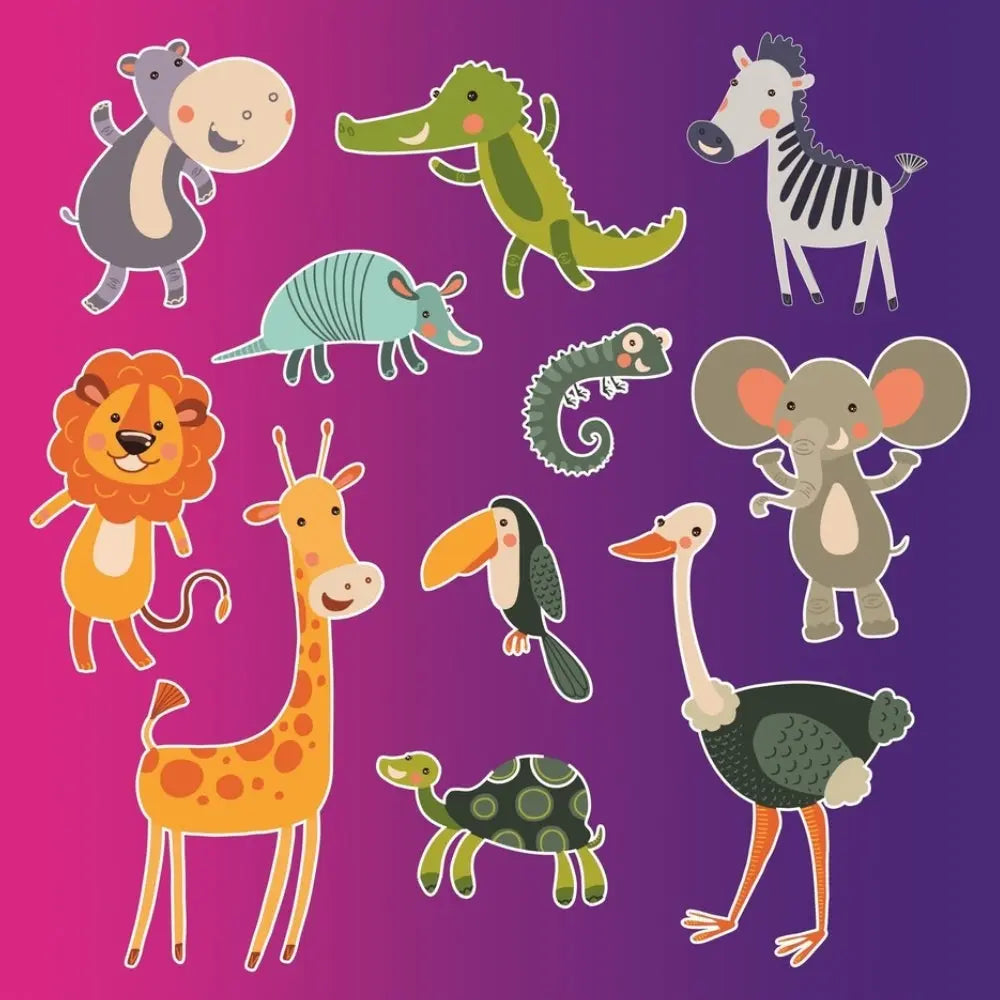 Sticker Master Neşeli Hayvanlar Çocuk Odası Sticker | Ev Dekorasyon Etiket Sticker Master