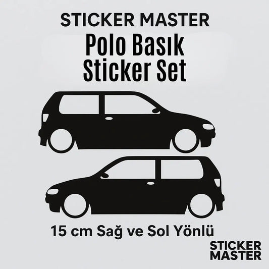 Sticker Master Polo Siluet Sticker Seti – 15 cm Sağ ve Sol Yönlü Araç Etiketi Sticker Master