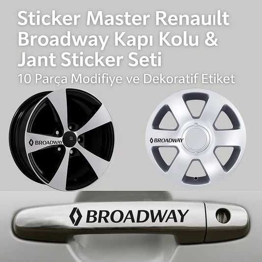 Sticker Master Renault Broadway Kapı Kolu & Jant Sticker – 10 Parça Modifiye Etiket Seti Sticker Master