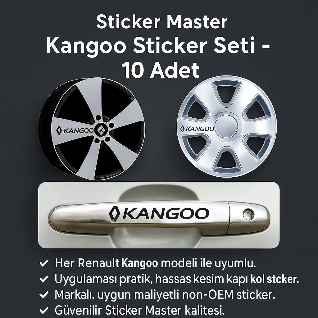 Sticker Master Renault Kangoo Kapı Kolu & Jant Sticker Seti – 10 Adet Dayanıklı Vinil Sticker Master
